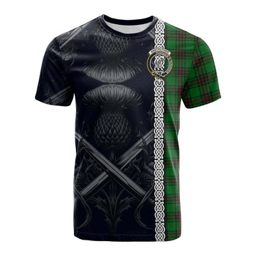 Anstruther Tartan Cotton T-shirt with Family Crest Cross Sword Thistle Celtic Vibes Kid's Shirt - Tartan Vibes Clothing