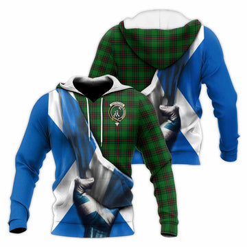 Anstruther Tartan Knitted Hoodie with Family Crest Scotland Patriotic Style