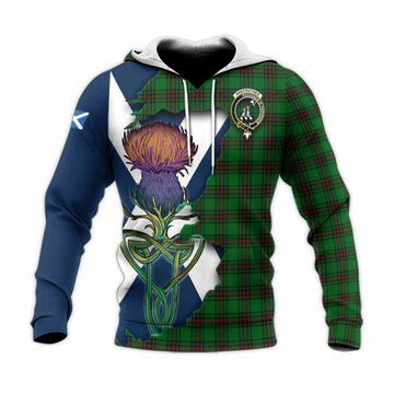 Anstruther Tartan Family Crest Knitted Hoodie Scottish Thistle Celtic Inspired Unisex Knitted Pullover Hoodie - Tartan Vibes Clothing