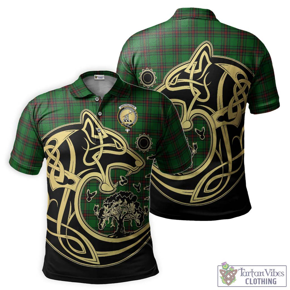 Anstruther Tartan Polo Shirt with Family Crest Celtic Wolf Style Kid - Tartan Vibes Clothing
