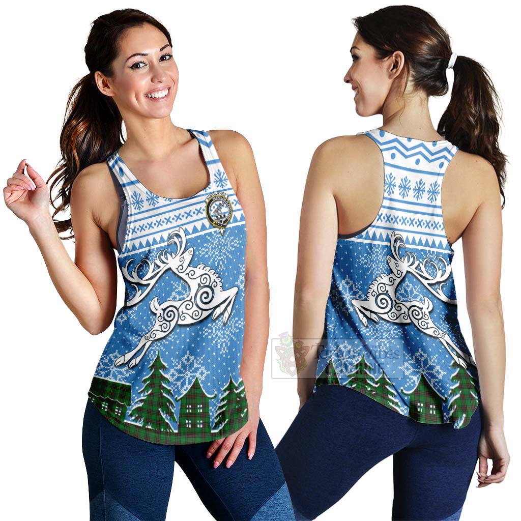 Tartan Vibes Clothing Anstruther Clan Christmas Women's Racerback Tanks Celtic Reindeer Style