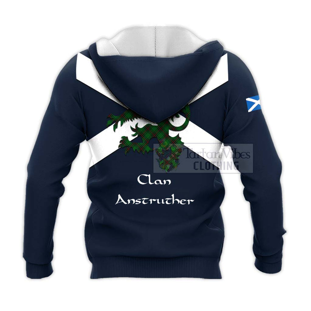 Tartan Vibes Clothing Anstruther Tartan Lion Rampant Knitted Hoodie – Proudly Display Your Heritage with Alba Gu Brath and Clan Name