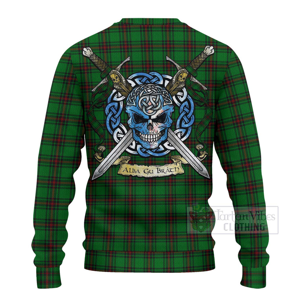 Anstruther Tartan Ugly Sweater with Family Crest Celtic Skull Style - Tartan Vibes Clothing