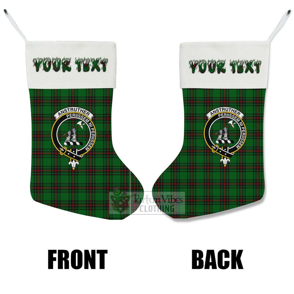 Tartan Vibes Clothing Anstruther Tartan Family Crest Christmas Stocking with Personalized Text