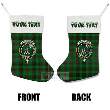 Anstruther Tartan Family Crest Christmas Stocking with Personalized Text