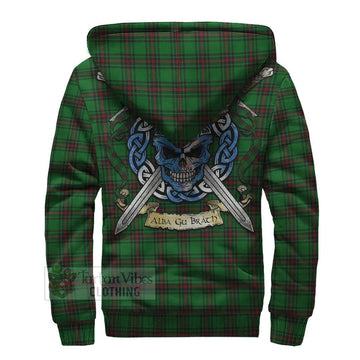 Anstruther Tartan Sherpa Hoodie with Family Crest Celtic Skull Style - Tartan Vibes Clothing