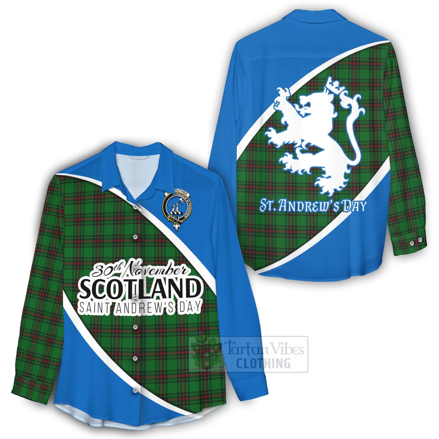 Tartan Vibes Clothing Anstruther Family Crest Tartan Women's Casual Shirt Celebrate Saint Andrew's Day in Style