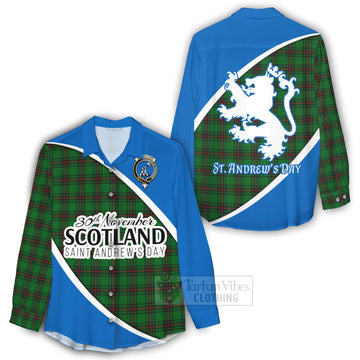 Anstruther Family Crest Tartan Women's Casual Shirt Celebrate Saint Andrew's Day in Style