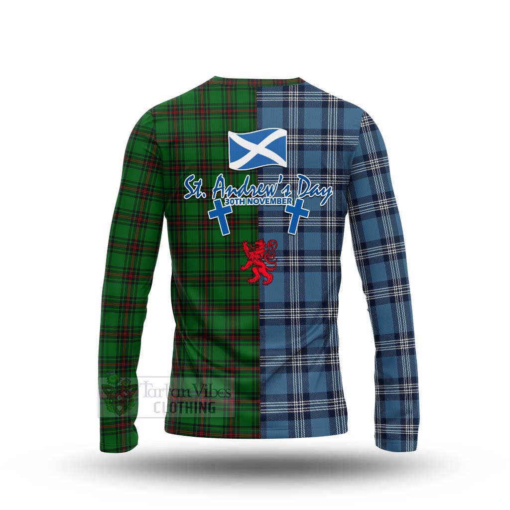 Anstruther Tartan Long Sleeve T-Shirt Happy St. Andrew's Day Half Tartan Style - Tartan Vibes Clothing