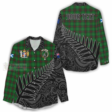 Anstruther Crest Tartan Women's Casual Shirt with New Zealand Silver Fern Half Style