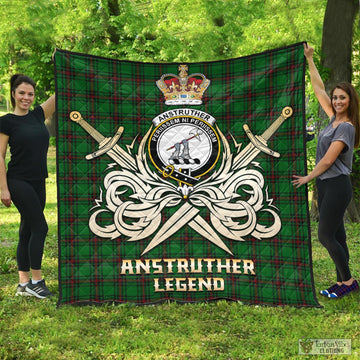 Anstruther Tartan Quilt with Clan Crest and the Golden Sword of Courageous Legacy