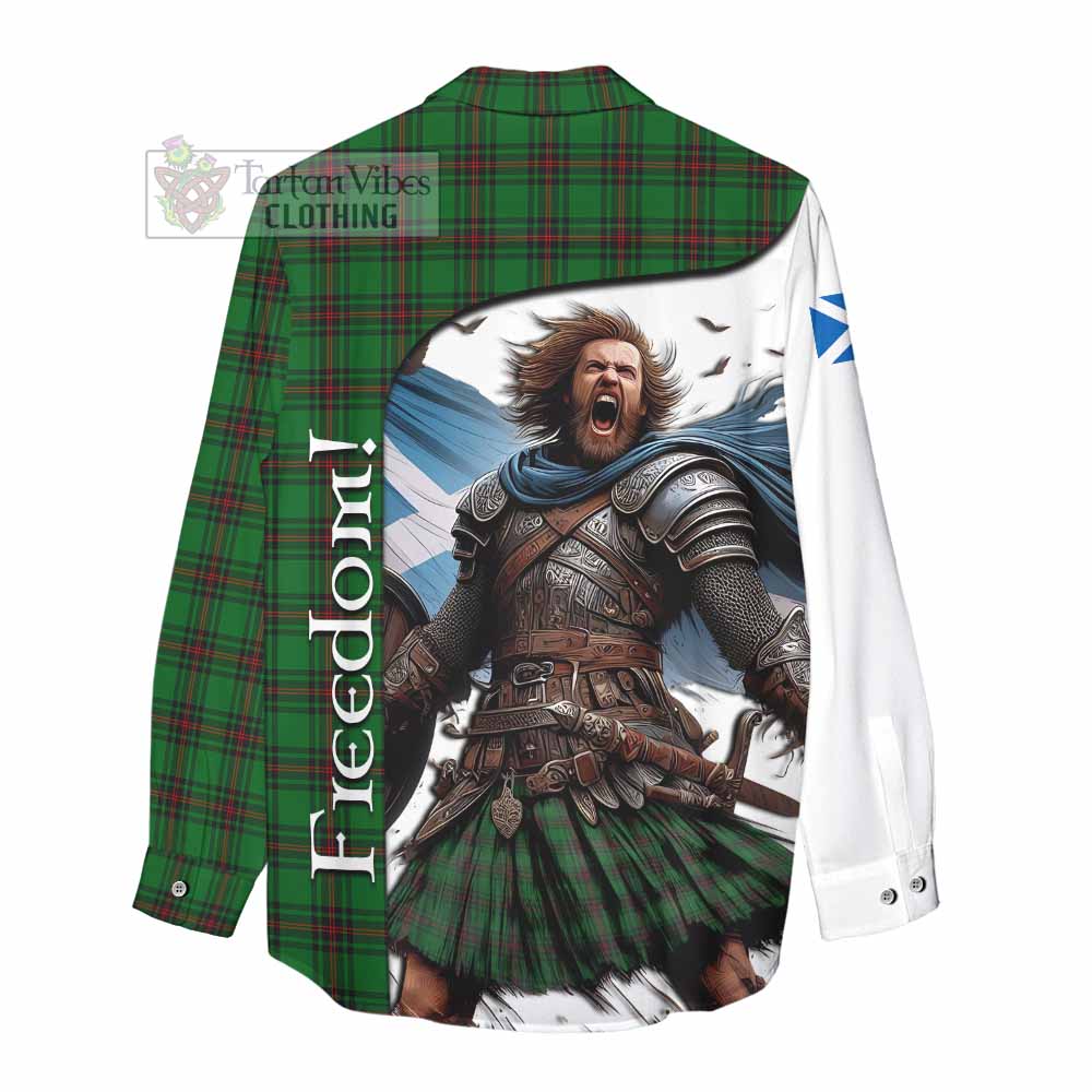 Tartan Vibes Clothing Anstruther Crest Tartan Women's Casual Shirt Inspired by the Freedom of Scottish Warrior