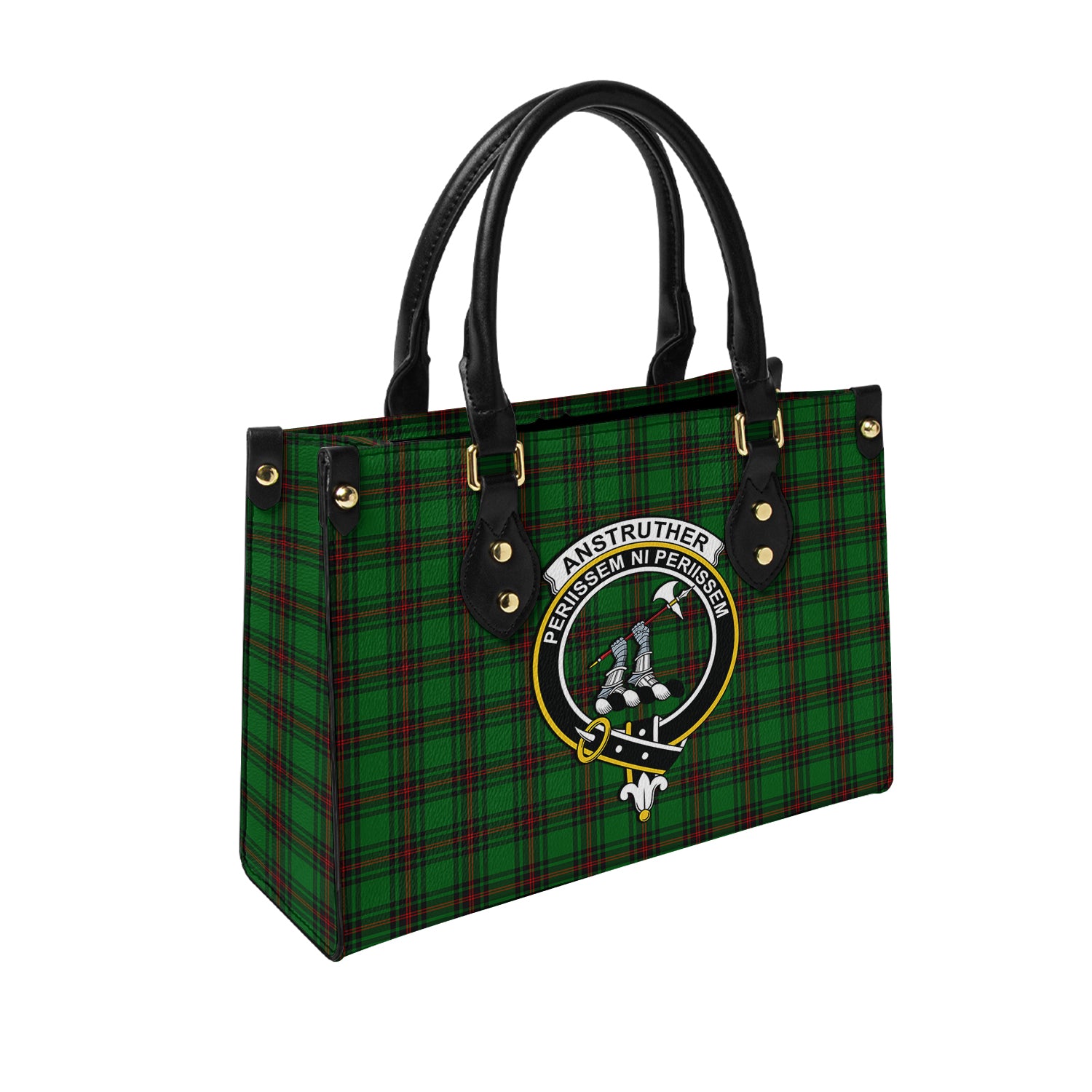 Anstruther Tartan Leather Bag with Family Crest - Tartanvibesclothing