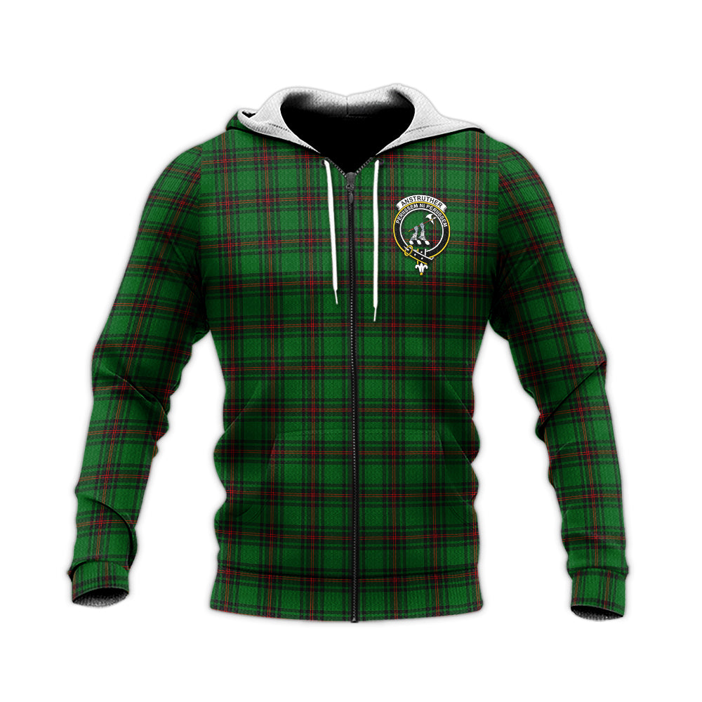 Anstruther Tartan Knitted Hoodie with Family Crest Unisex Knitted Zip Hoodie - Tartanvibesclothing