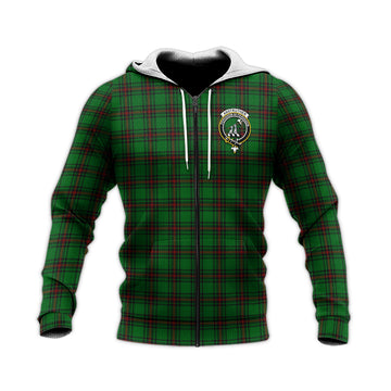 Anstruther Tartan Knitted Hoodie with Family Crest