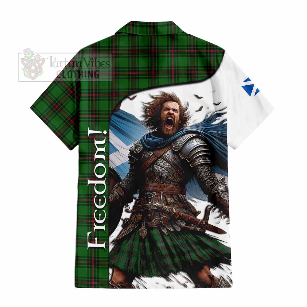 Tartan Vibes Clothing Anstruther Crest Tartan Short Sleeve Button Shirt Inspired by the Freedom of Scottish Warrior