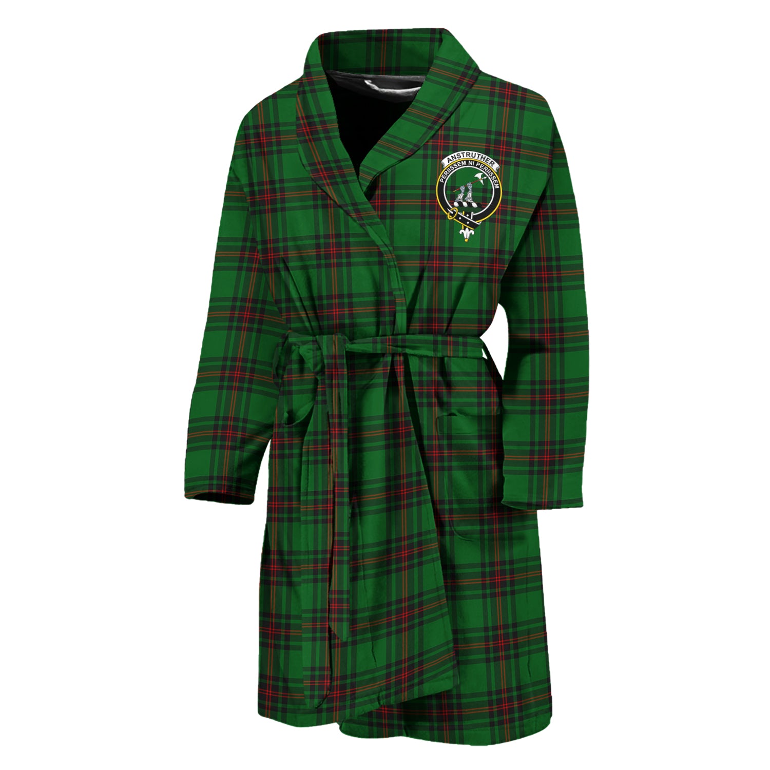 Anstruther Tartan Bathrobe with Family Crest Unisex M - Tartan Vibes Clothing