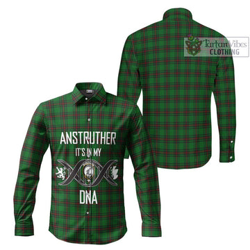 Anstruther Tartan Long Sleeve Button Shirt with Family Crest DNA In Me Style Men's Shirt - Tartan Vibes Clothing