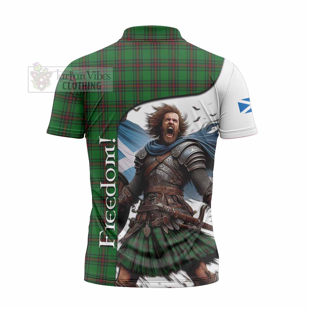 Tartan Vibes Clothing Anstruther Crest Tartan Zipper Polo Shirt Inspired by the Freedom of Scottish Warrior