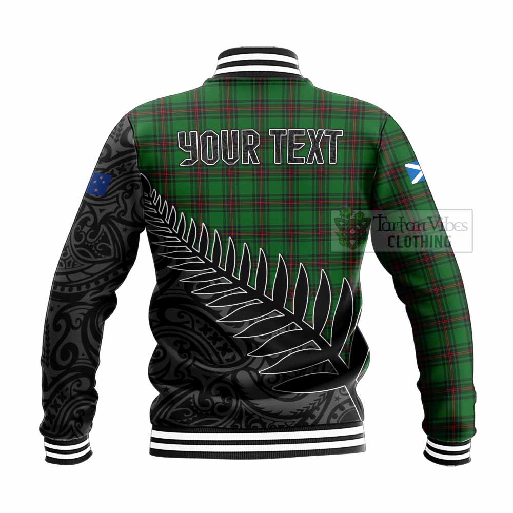 Tartan Vibes Clothing Anstruther Crest Tartan Baseball Jacket with New Zealand Silver Fern Half Style