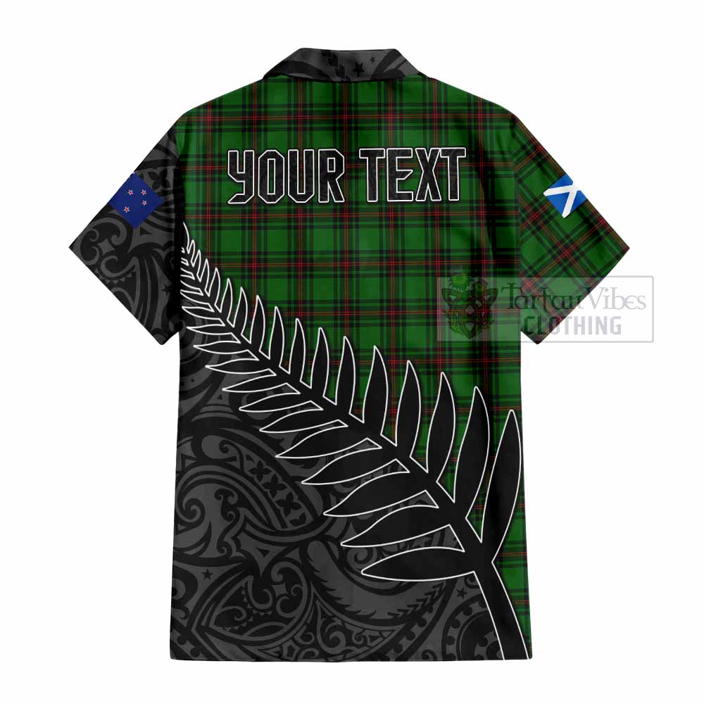 Tartan Vibes Clothing Anstruther Crest Tartan Short Sleeve Button Shirt with New Zealand Silver Fern Half Style