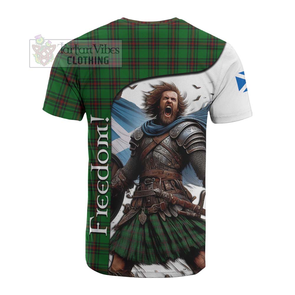 Tartan Vibes Clothing Anstruther Crest Tartan Cotton T-shirt Inspired by the Freedom of Scottish Warrior