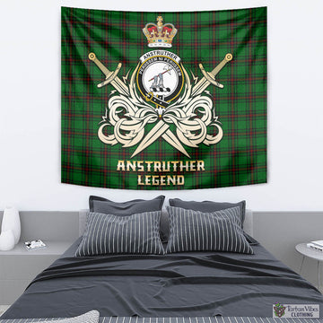Anstruther Tartan Tapestry with Clan Crest and the Golden Sword of Courageous Legacy - Tartan Vibes Clothing