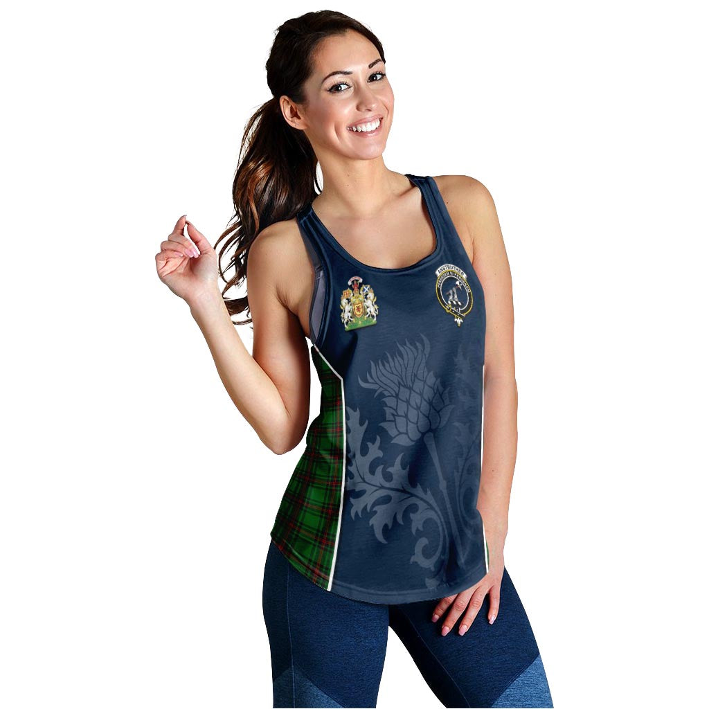 Tartan Vibes Clothing Anstruther Tartan Women's Racerback Tanks with Family Crest and Scottish Thistle Vibes Sport Style