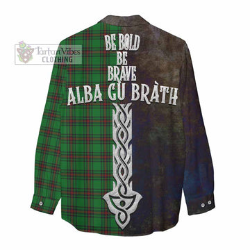 Anstruther Tartan Family Crest Women's Casual Shirt Alba Gu Brath Be Brave Lion Ancient Style - Tartan Vibes Clothing
