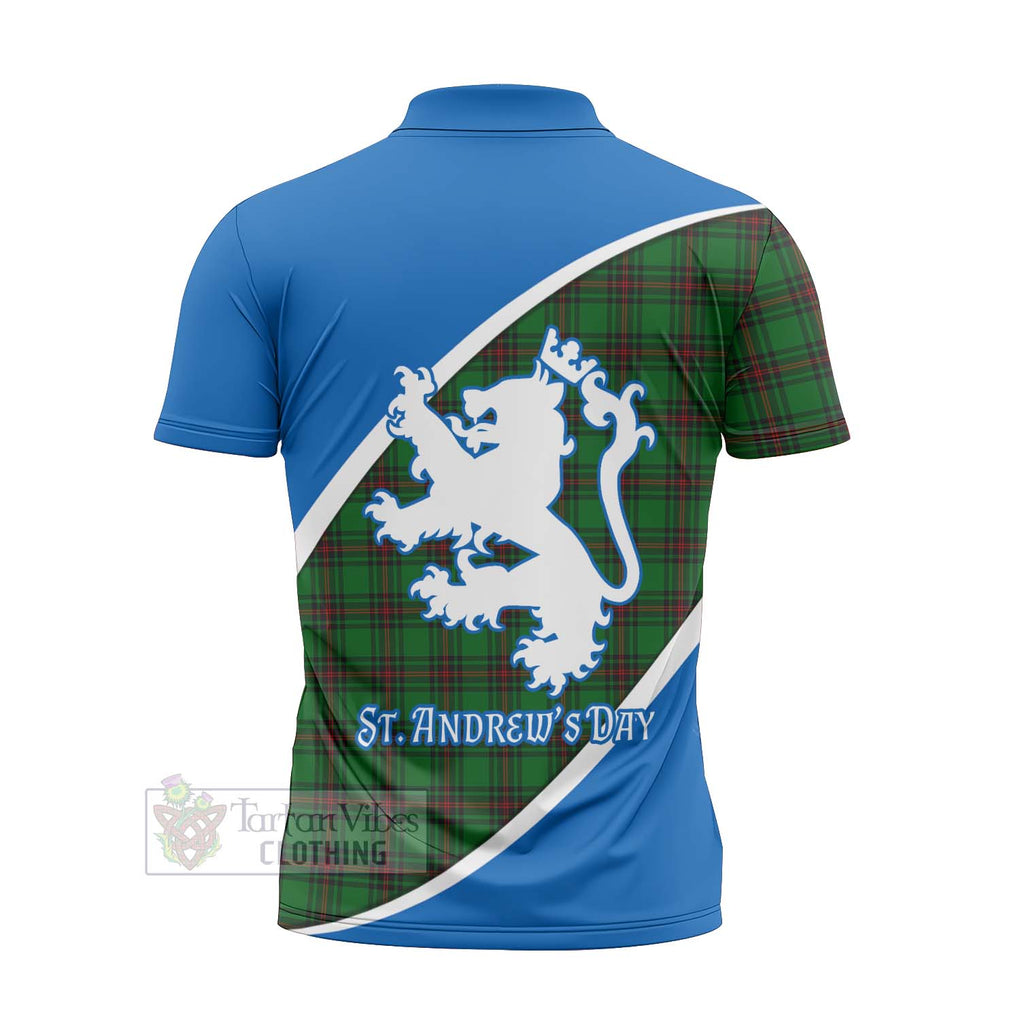 Tartan Vibes Clothing Anstruther Family Crest Tartan Zipper Polo Shirt Celebrate Saint Andrew's Day in Style