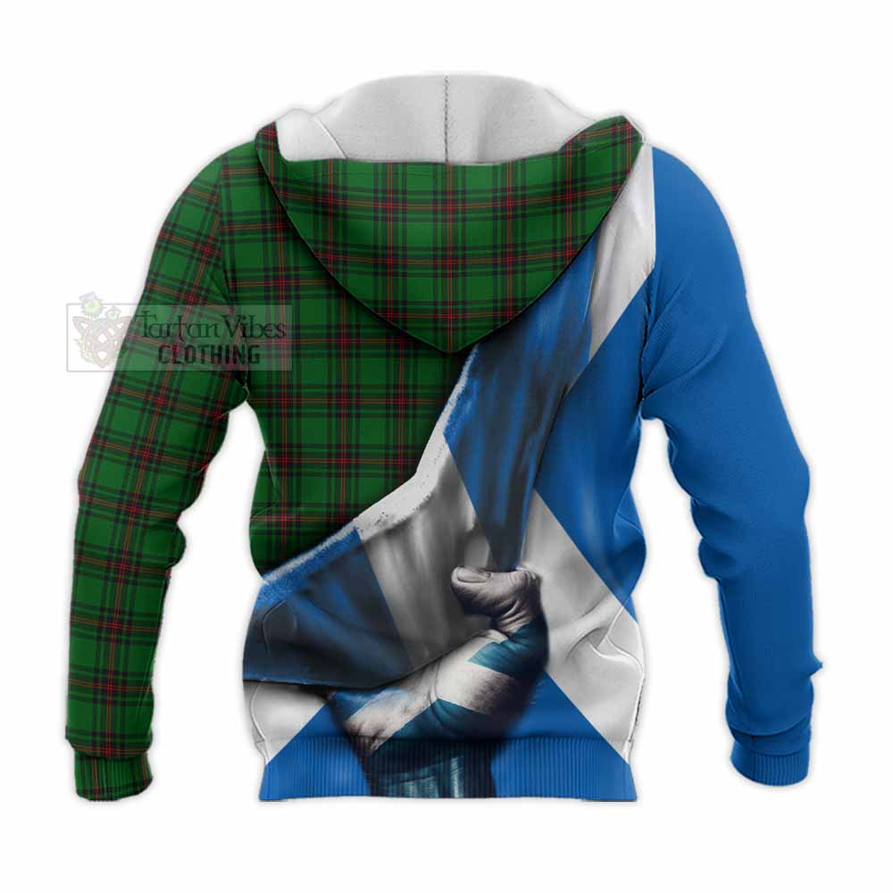 Tartan Vibes Clothing Anstruther Tartan Knitted Hoodie with Family Crest Scotland Patriotic Style