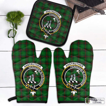Anstruther Tartan Combo Oven Mitt & Pot-Holder with Family Crest Black - Tartan Vibes Clothing