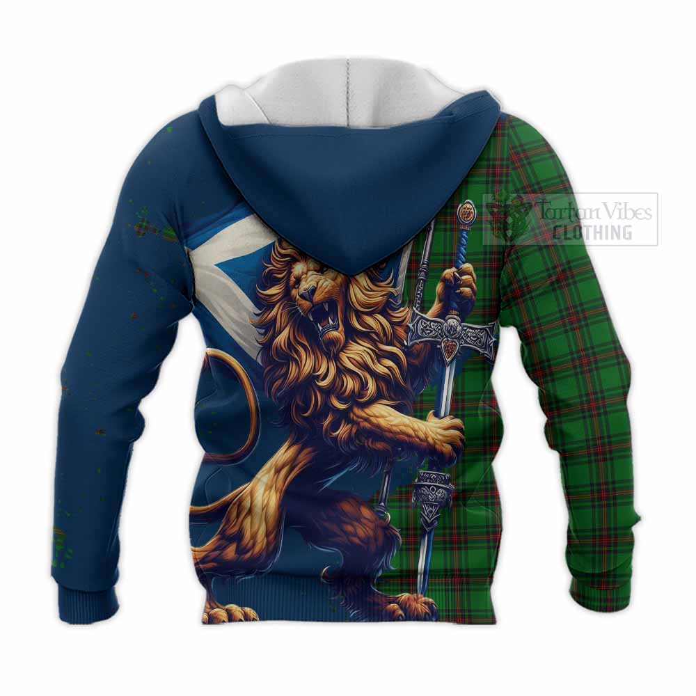 Tartan Vibes Clothing Anstruther Tartan Family Crest Knitted Hoodie with Scottish Majestic Lion