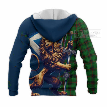 Anstruther Tartan Family Crest Knitted Hoodie with Scottish Majestic Lion