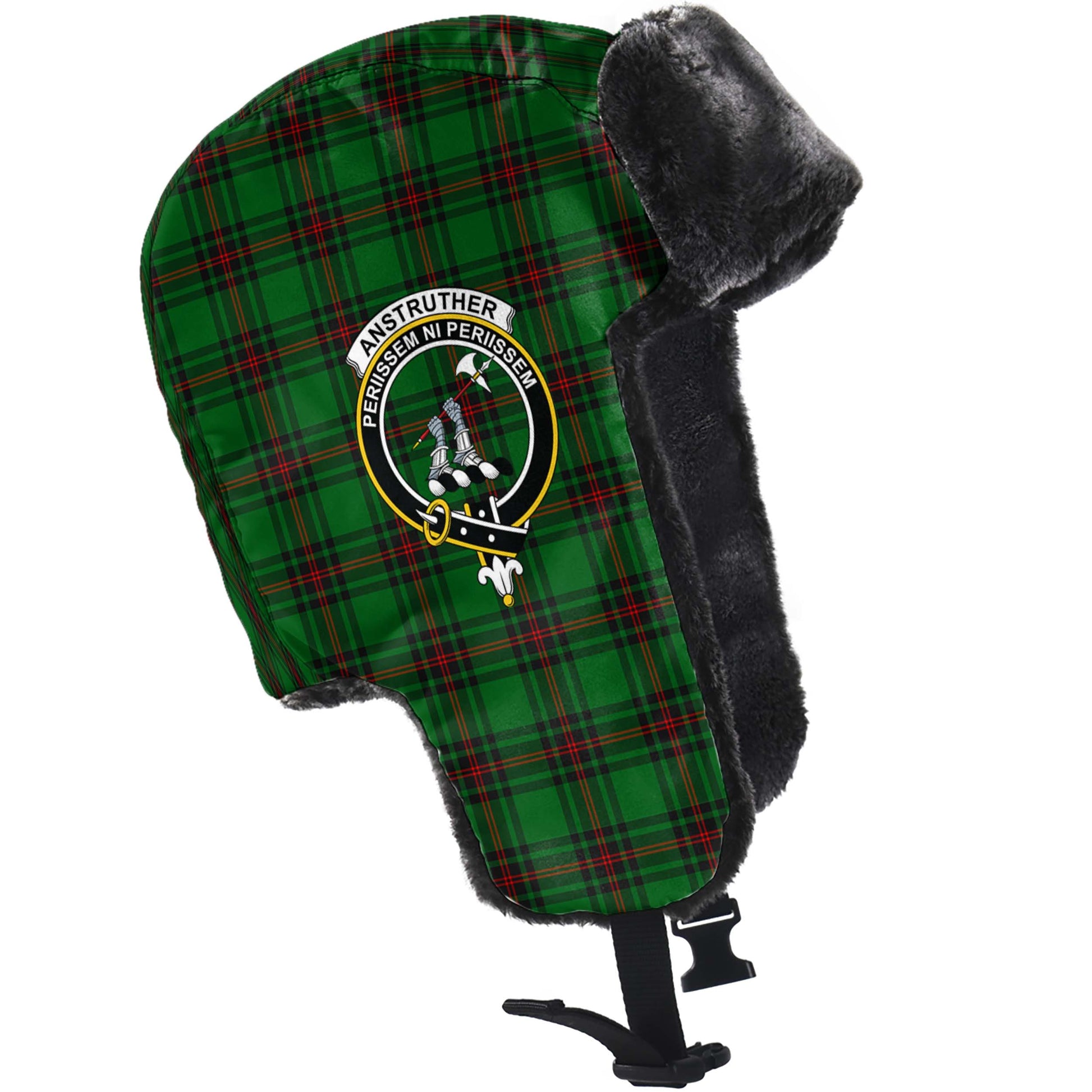 Anstruther Tartan Winter Trapper Hat with Family Crest - Tartanvibesclothing