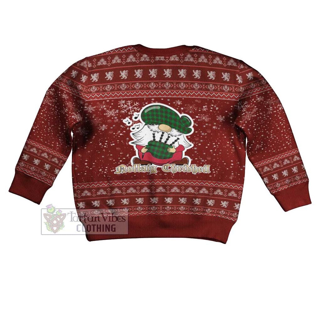 Tartan Vibes Clothing Anstruther Clan Christmas Kid Ugly Sweater with Gnome Playing Bagpipes