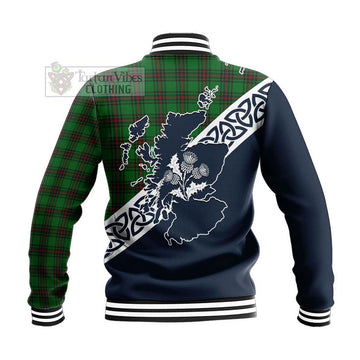 Anstruther Tartan Baseball Jacket Featuring Thistle and Scotland Map