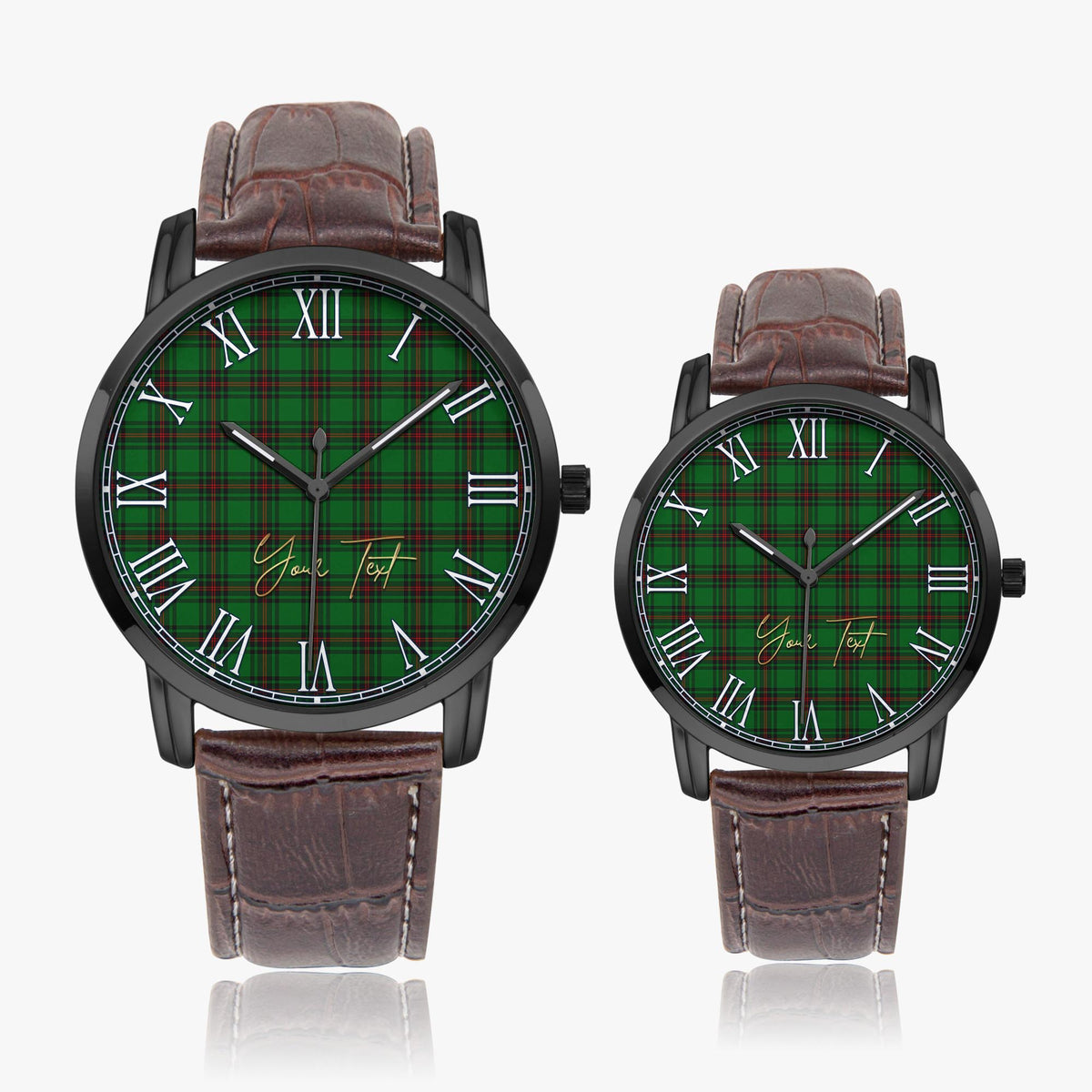 Anstruther Tartan Personalized Your Text Leather Trap Quartz Watch - Tartan Vibes Clothing