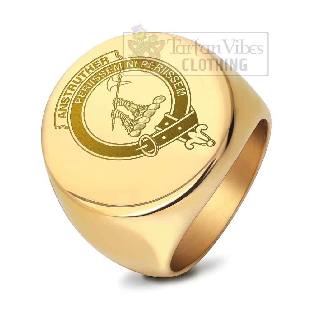 Tartan Vibes Clothing Anstruther Clan Crest Engraved Ring