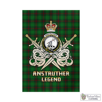 Anstruther Tartan Garden Flag with Clan Crest and the Golden Sword of Courageous Legacy - Tartan Vibes Clothing