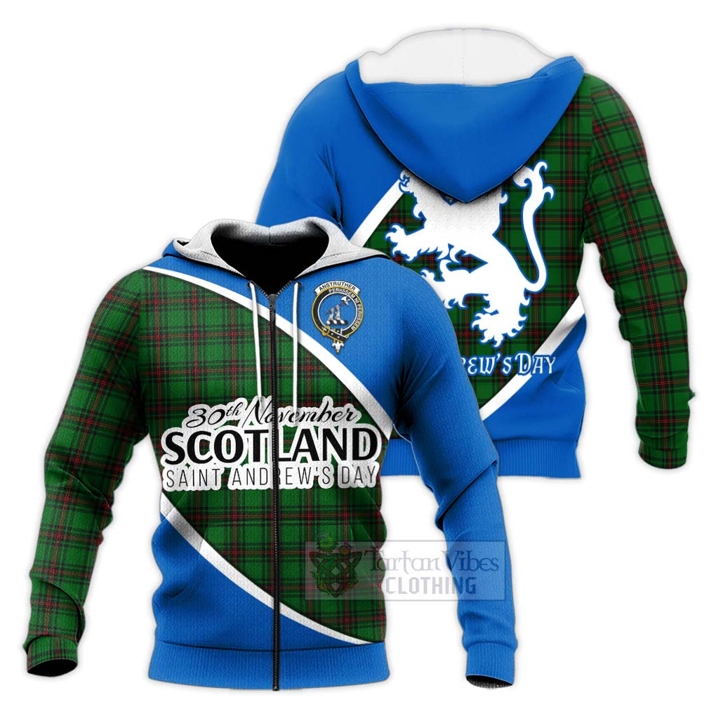 Tartan Vibes Clothing Anstruther Family Crest Tartan Knitted Hoodie Celebrate Saint Andrew's Day in Style