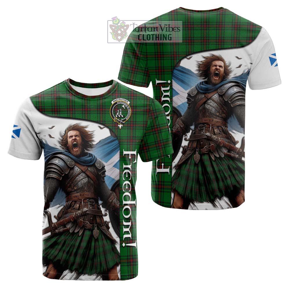 Tartan Vibes Clothing Anstruther Crest Tartan Cotton T-shirt Inspired by the Freedom of Scottish Warrior