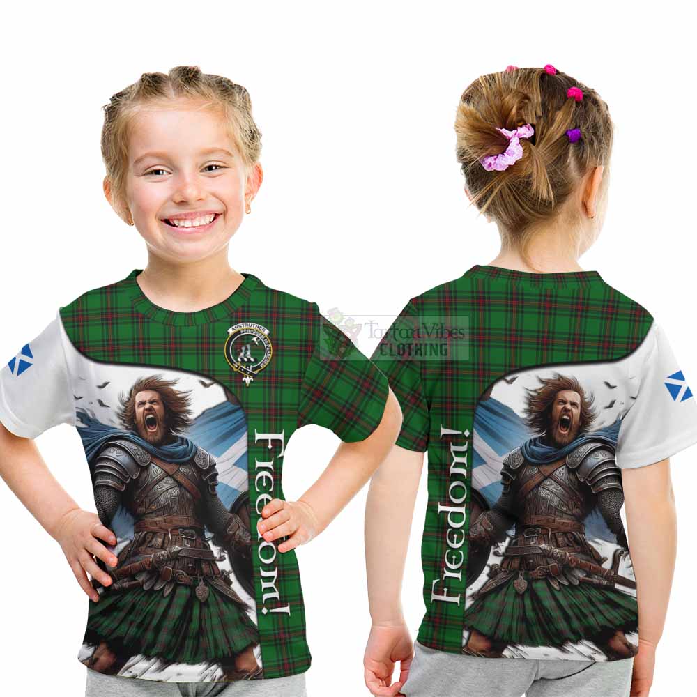 Tartan Vibes Clothing Anstruther Crest Tartan Kid T-Shirt Inspired by the Freedom of Scottish Warrior