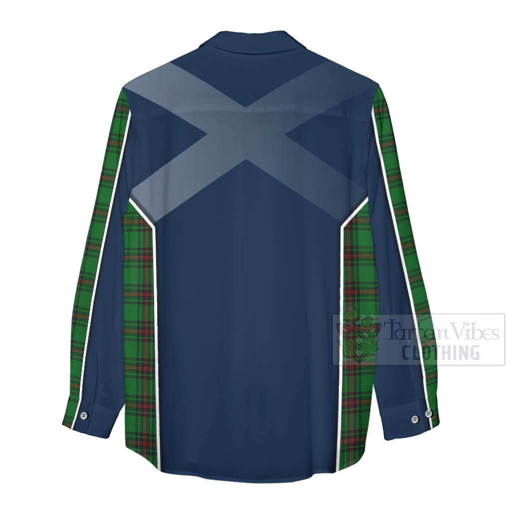 Tartan Vibes Clothing Anstruther Tartan Women's Casual Shirt with Family Crest and Scottish Thistle Vibes Sport Style