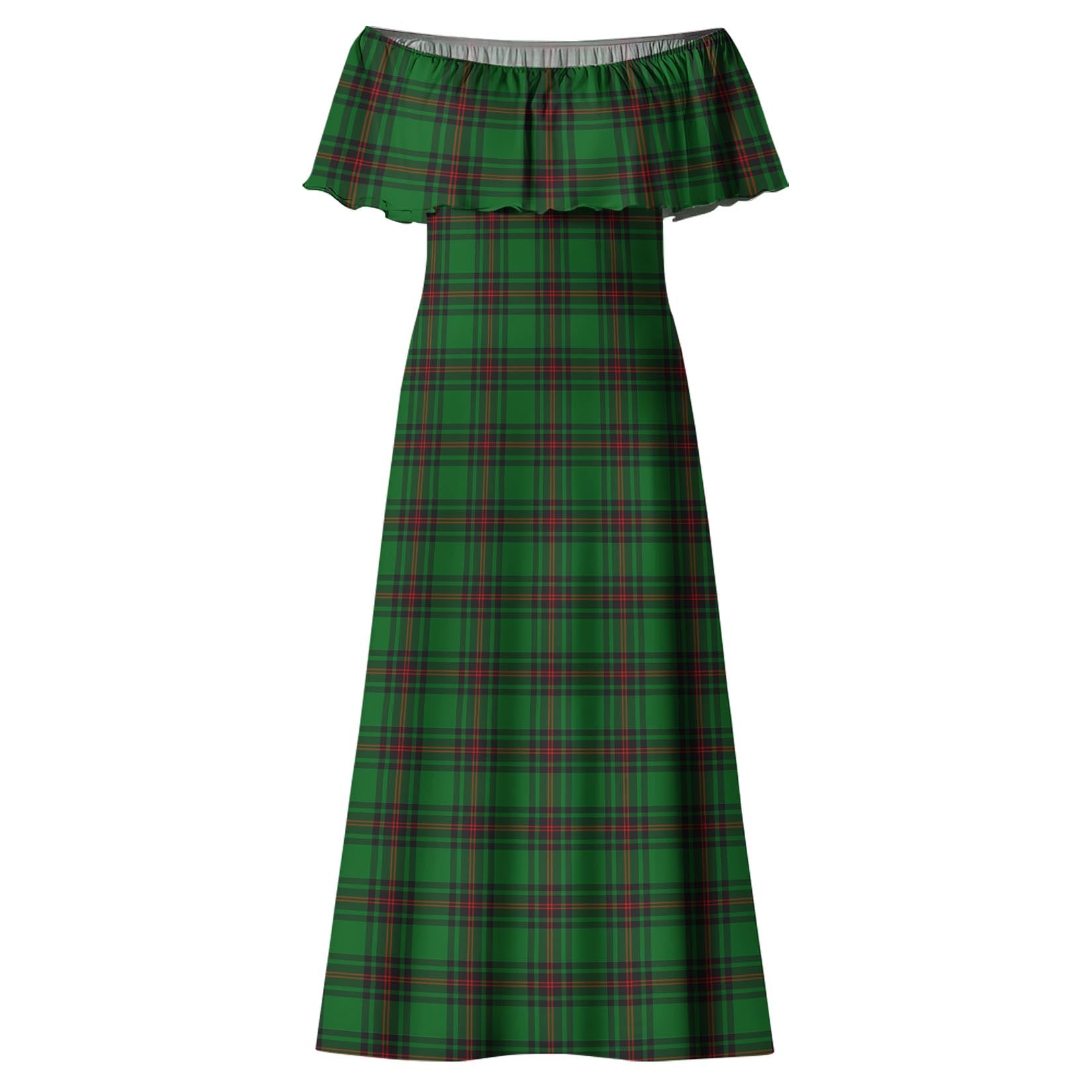 Anstruther Tartan Off Shoulder Long Dress - Tartanvibesclothing