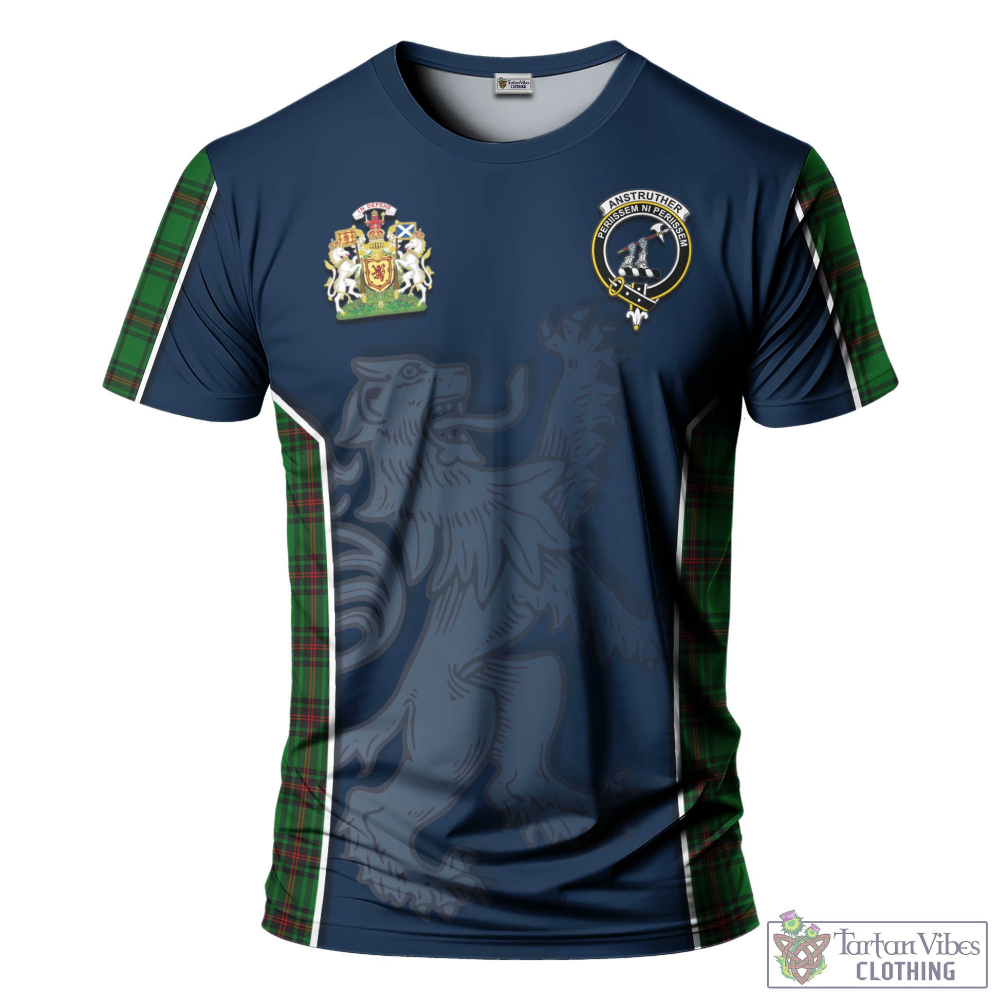 Tartan Vibes Clothing Anstruther Tartan T-Shirt with Family Crest and Lion Rampant Vibes Sport Style