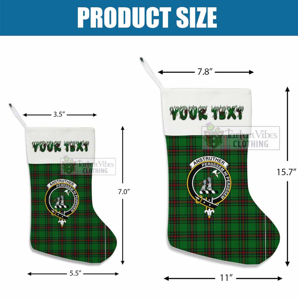 Tartan Vibes Clothing Anstruther Tartan Family Crest Christmas Stocking with Personalized Text