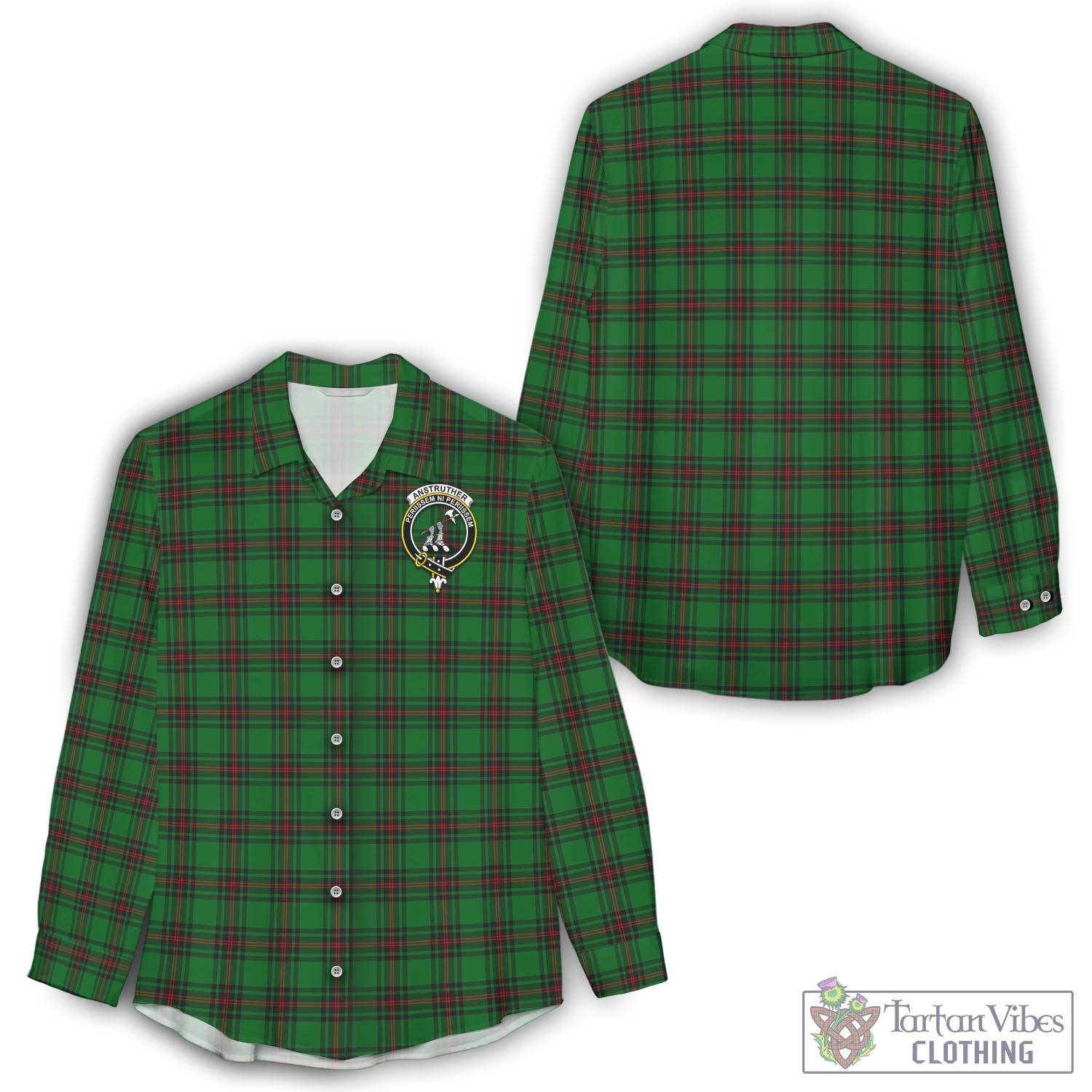 Tartan Vibes Clothing Anstruther Tartan Womens Casual Shirt with Family Crest