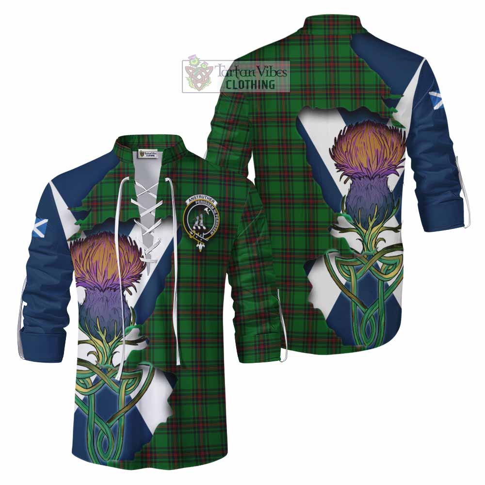 Anstruther Tartan Family Crest Ghillie Kilt Shirt Scottish Thistle Celtic Inspired - Tartan Vibes Clothing