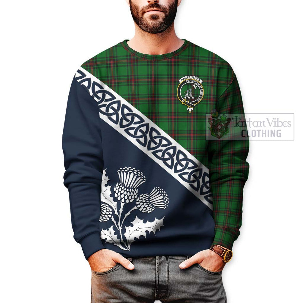Anstruther Tartan Sweatshirt Featuring Thistle and Scotland Map - Tartan Vibes Clothing